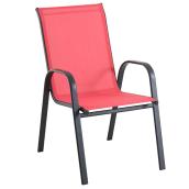 Style Selection Pelham Bay Set of 1 Stackable Metal Stationary Dining Chair with Red Polypropylene Sling Seat