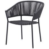 Landon & Co. Stackable Outdoor Chair with Steel Frame and Wicker Round Back - Black