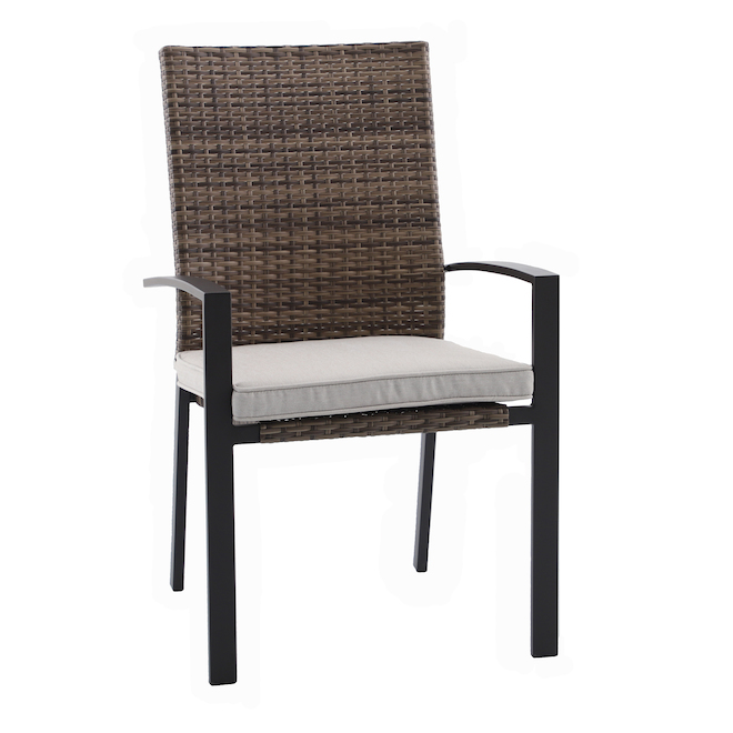 Landon & Co. Stackable Chair in Woven Steel with Cushion 23.23 x 37.99 x 26.38 - Tan
