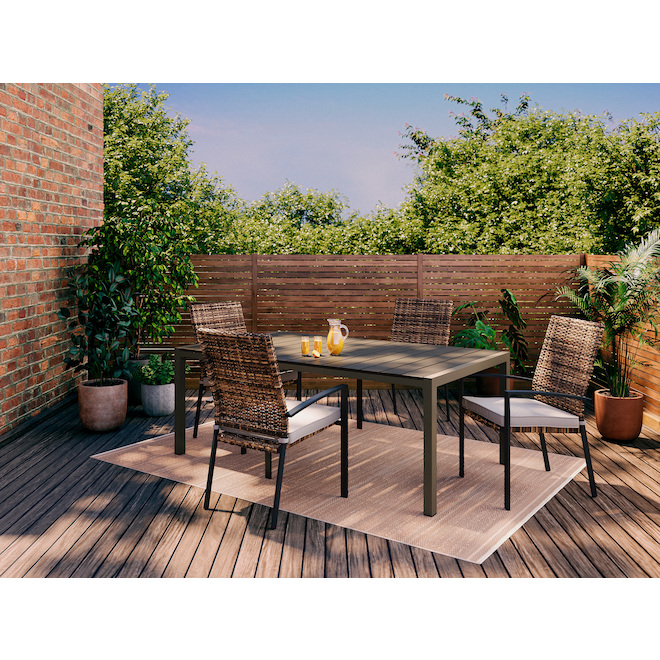 Landon & Co. Stackable Chair in Woven Steel with Cushion 23.23 x 37.99 x 26.38 - Tan