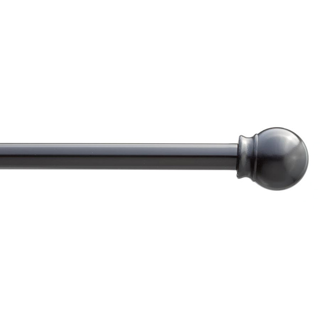 Adjustable Curtain Rod - Ball - 48" to 84" - Black