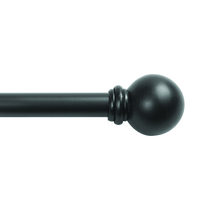 Adjustable Curtain Rod - Ball - 28" to 48" - Black