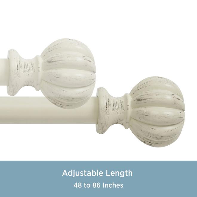 Adjustable Curtain Rod - Rachel - 48" to 84" - Antique White