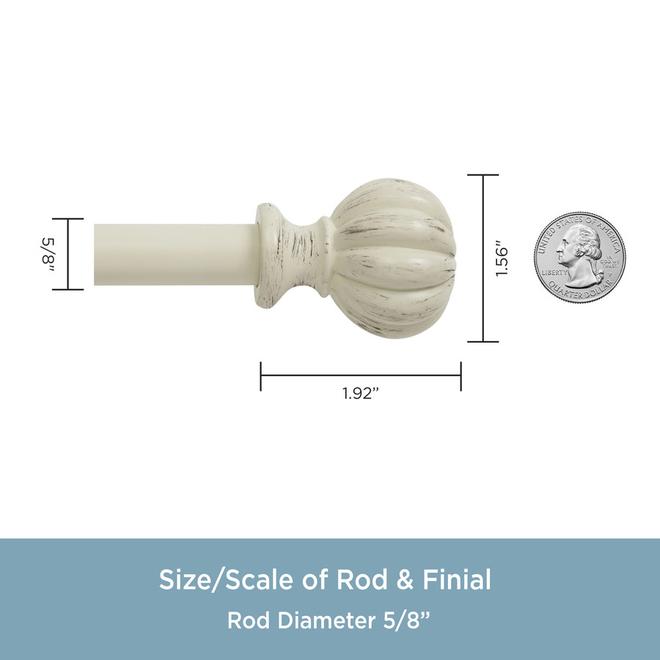 Adjustable Curtain Rod - Rachel - 48" to 84" - Antique White