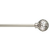 Curtain Rod - Decorative Spheres - 28" to 48" - Silver