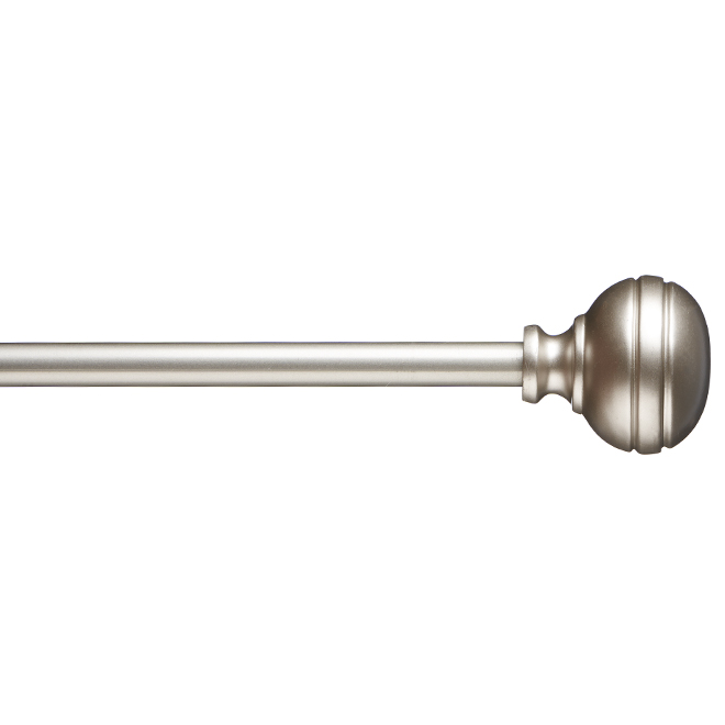 Curtain Rod - Decorative End Caps - 36" to 66" - Silver