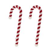 Haute Decor Candy Cane Stocking Holders - Rope/Metal - 9-in - Red/White - Pack of 2