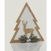 Arbre avec renne Haute Decor, 18,5 po x 20 po, métal/bois/PVC, brun/blanc
