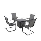 Style Selections Black Metal Frame Patio Conversation Set with C-Shaped Base Chairs and Gas Fire Table - 5-Piece