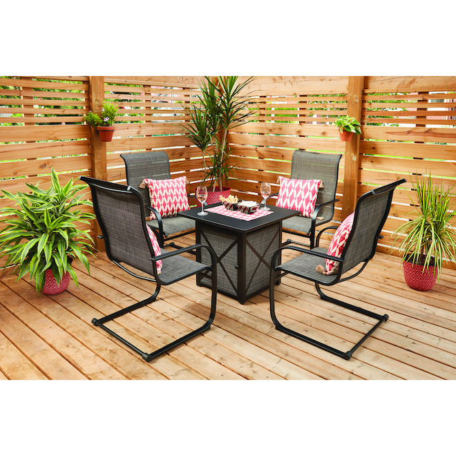 Style Selections Hartford 5 Piece Patio Set With Gas Fire Table C Spring Motion Chairs Black Fhts80021 Rona - 5 Piece Patio Set With Fire Table
