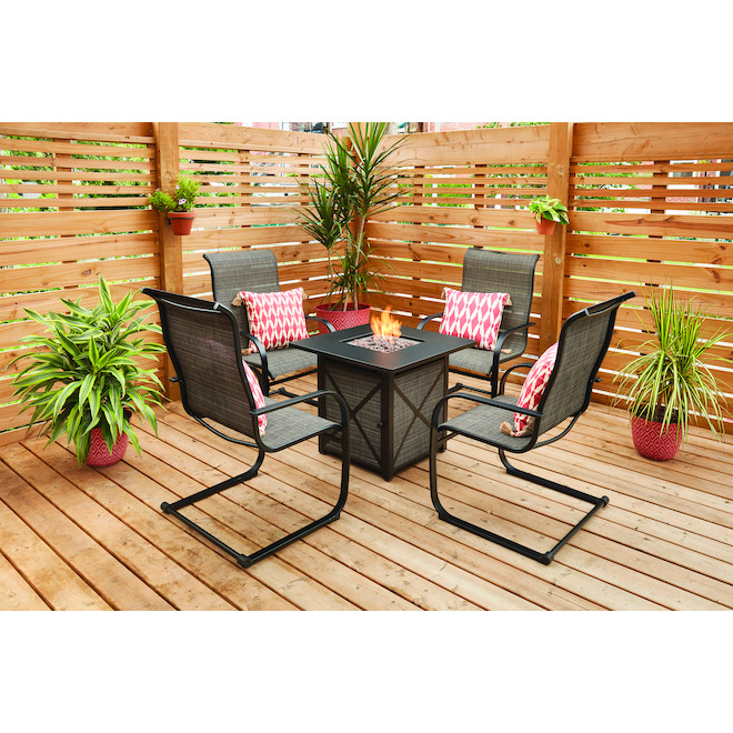 Style Selections Hartford 5 Piece Patio Set With Gas Fire Table C Spring Motion Chairs Black Fhts80021 Rona - 5 Piece Patio Set With Fire Table