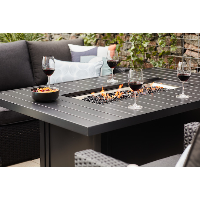 Table-foyer Style Selections de 64 po à 55 000 BTU en aluminium noir