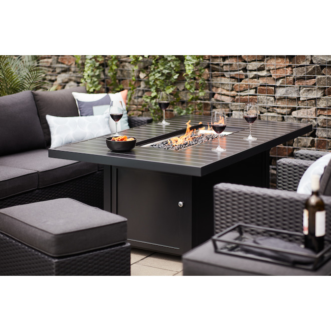 Style Selections 55,000 BTU 64-in Fire Table in Black Aluminum