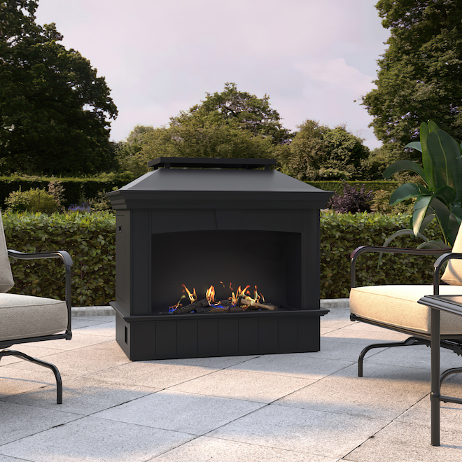 Allen + Roth Outdoor Gaz Fireplace - 40,000 BTU - Steel - Black