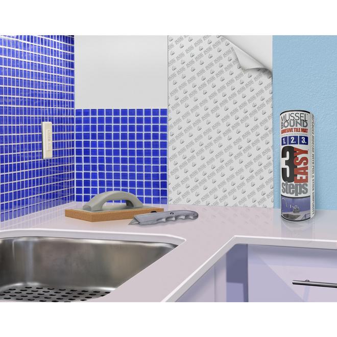 MusselBound 12-in x 15-ft White Adhesive Tile for Wall Tiles 15-sq.ft. Roll  Coverage 555605