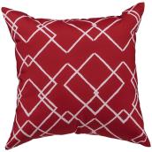 Garden Treasures 16-in Outdoor Red Polyester Throw Pillow with Geometric Print