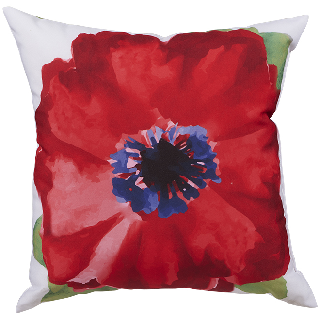 Coussin en polyester Vinehaven de Garden Treasures, motif floral, 16 po x 16 po, rouge