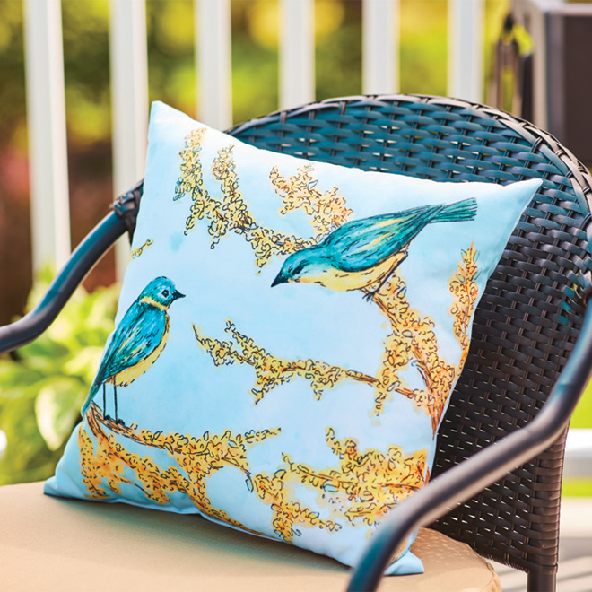 Style Selections Patio Cushion - 16-in x 16-in - Polyester - Birds