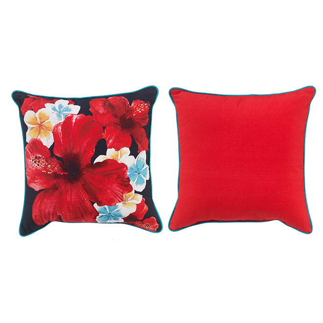 Allen Roth Hibiscus Printed Cushion 18 In X Red Mh0802810 Rona - Allen And Roth Patio Pillows