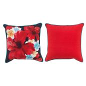 Allen + Roth Hibiscus Printed Cushion - 18-in x 18-in - Red