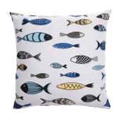 Style Selections Outdoor Throw Pillow - Fish - Polyester - 16-in x 16-in - White