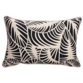 allen + roth 18-in x 12-in Black and White Outdoor Decorative Cushion with Leaf Print