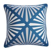 allen + roth 18-in x 18-in Blue and White Outdoor Decorative Cushion with Geometric Print