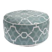 allen + roth 20-in x 10-in Outdoor Inflatable Blue Grey and White Pouf