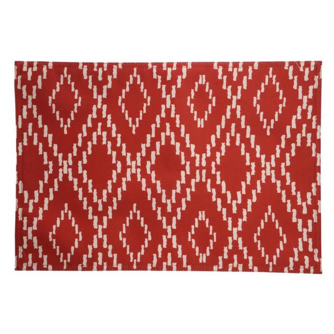 ALLEN + ROTH Reversible Placemat - Polyester - 19-in x 13-in - Red and White