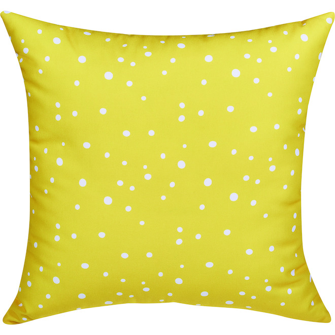 Style Selections 16-in x 16-in Yellow Floral and Polka-Dot Polyester Cushion