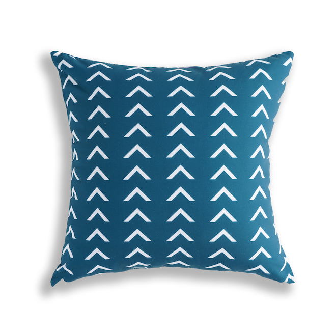 Style Selections Blue Polyester Cushion with White Patterns