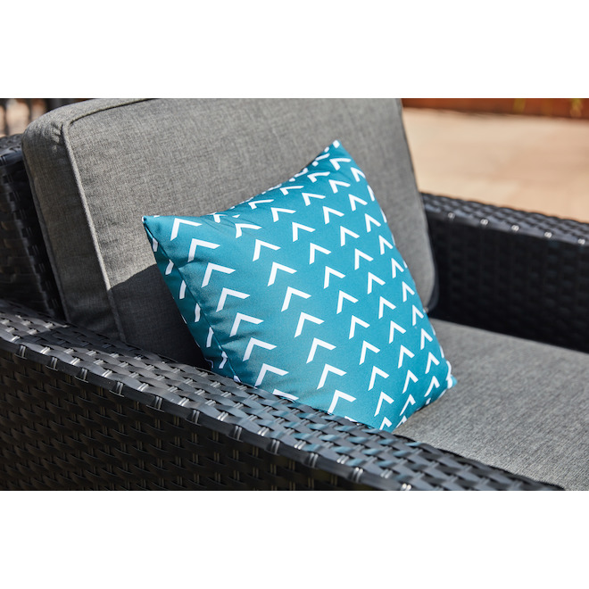 Style Selections Blue Polyester Cushion with White Patterns