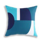 Coussin d'extérieur Style Selections à motifs géométriques bleus, 16 po x 16 po