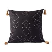 Bazik 18-in x 18-in Square Outdoor Decorative Pillow - Stitched Mudcloth - Black