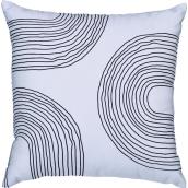 16 x 16-in White and Black Half-Circle Pattern Recycled Polyester Reversible Outdoor Decorative Cushion