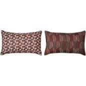 12 x 20-in Multicolored Red/Green Geometric Pattern Recycled Polyester Reversible Outdoor Decorative Cushion