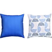 16 x 16-in Blue/White/Beige Half-Circle Pattern Recycled Polyester Reversible Outdoor Cushion