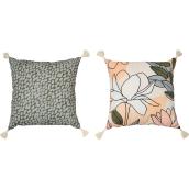 18 x 18-in Multicolored Green/Grey/Beige Floral Pattern Recycled Polyester Reversible Outdoor Decorative Cushion