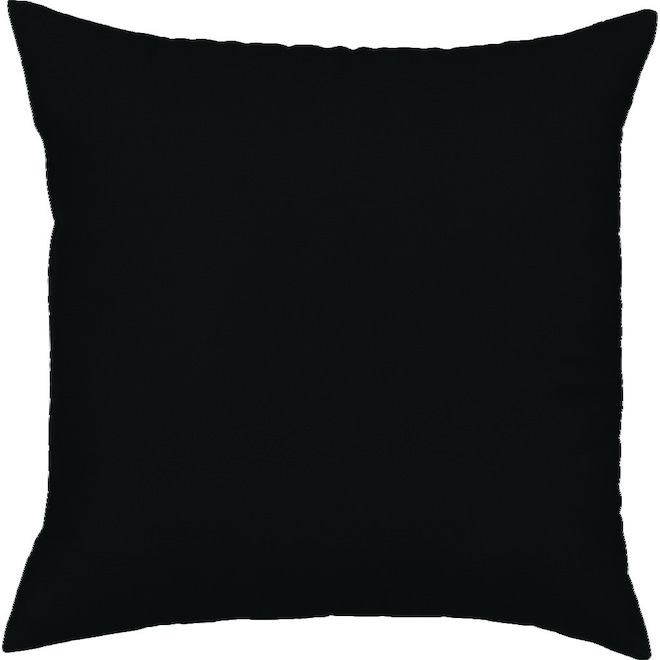 Coussin réversible d'extérieur 16 x 16 po en polyester recyclé noir uni