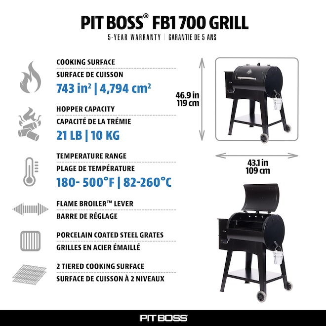Pit Boss 700FB1 Pellet Grill and Smoker - 743-sq.in.