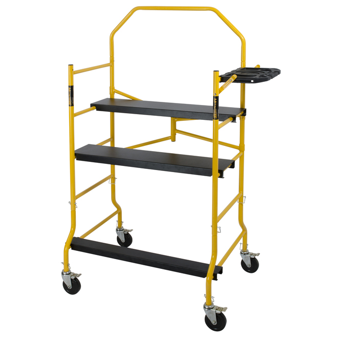 Metaltech JobSite Portative and Adjustable Mini Scaffold - Yellow - Steel - 900-lb Load Capacity - 5-ft