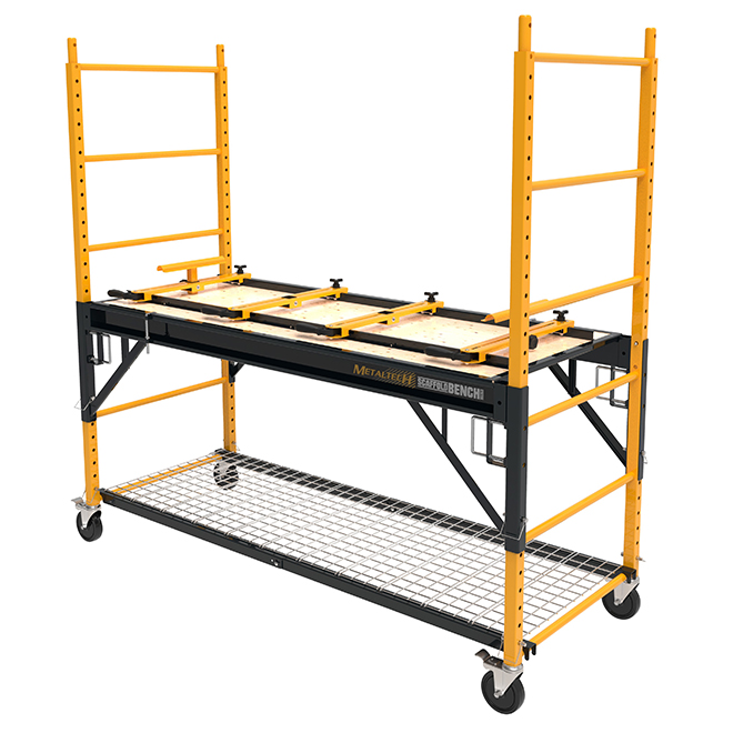 Système d'échafaudage 4-en-1 de Metaltech, jaune, acier, capacité de charge de 1100 lb, 6 pi