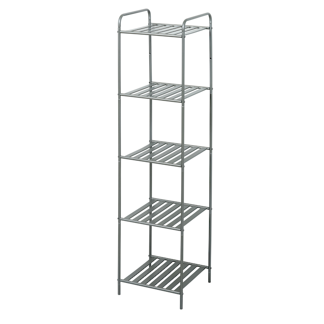 Zenna Home 5-Level Freestanding Linen Shelf in Brushed Nickel 52 x 13-In