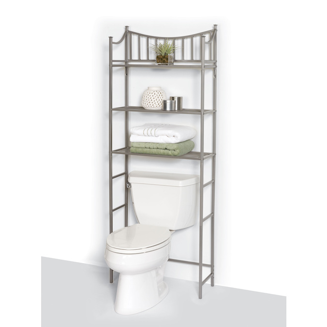 Zenna Home 3-Shelf Bathroom Spacesaver in Satin Nickel 66.5 x 25.19-In