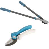 Ensemble de sécateur et coupe-branche, acier et aluminium