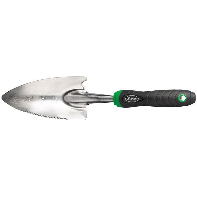 Scotts Transplanter with Serrated Edge - Stainless Steel - Black and Green