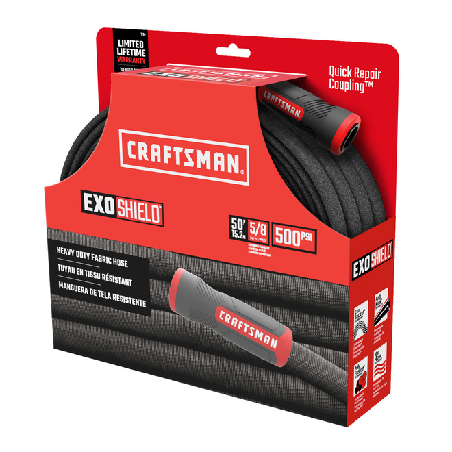 CRAFTSMAN ExoShield 50-ft 500 PSI PVC/Nylon Garden Hose - Black and Red