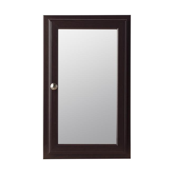 Style Selections 15.75-in x 25.75-in Surface/Recessed Mount Java Mirrored Medicine Cabinet
