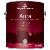 Peinture d'extérieur à base d'eau Aura Benjamin Moore, 3,79 l, fini satiné, blanc