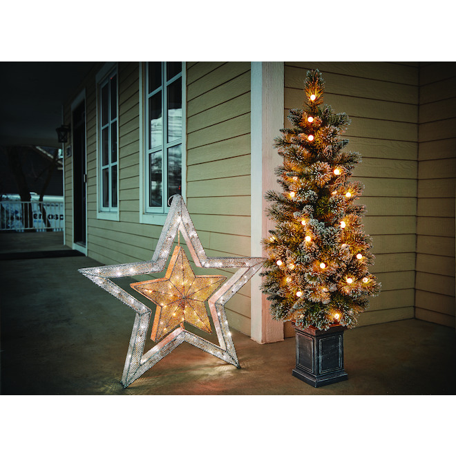 Holiday Living 4.5-ft Pre-Lit Artificial Potted Christmas Tree with 60 Warm White LED Lights